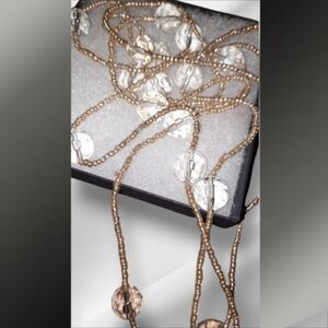 Long Station faceted bead necklace seed beads no clasp 58in approx